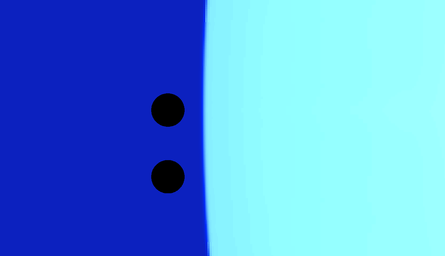 Droplet impingement — gas-phase density contour