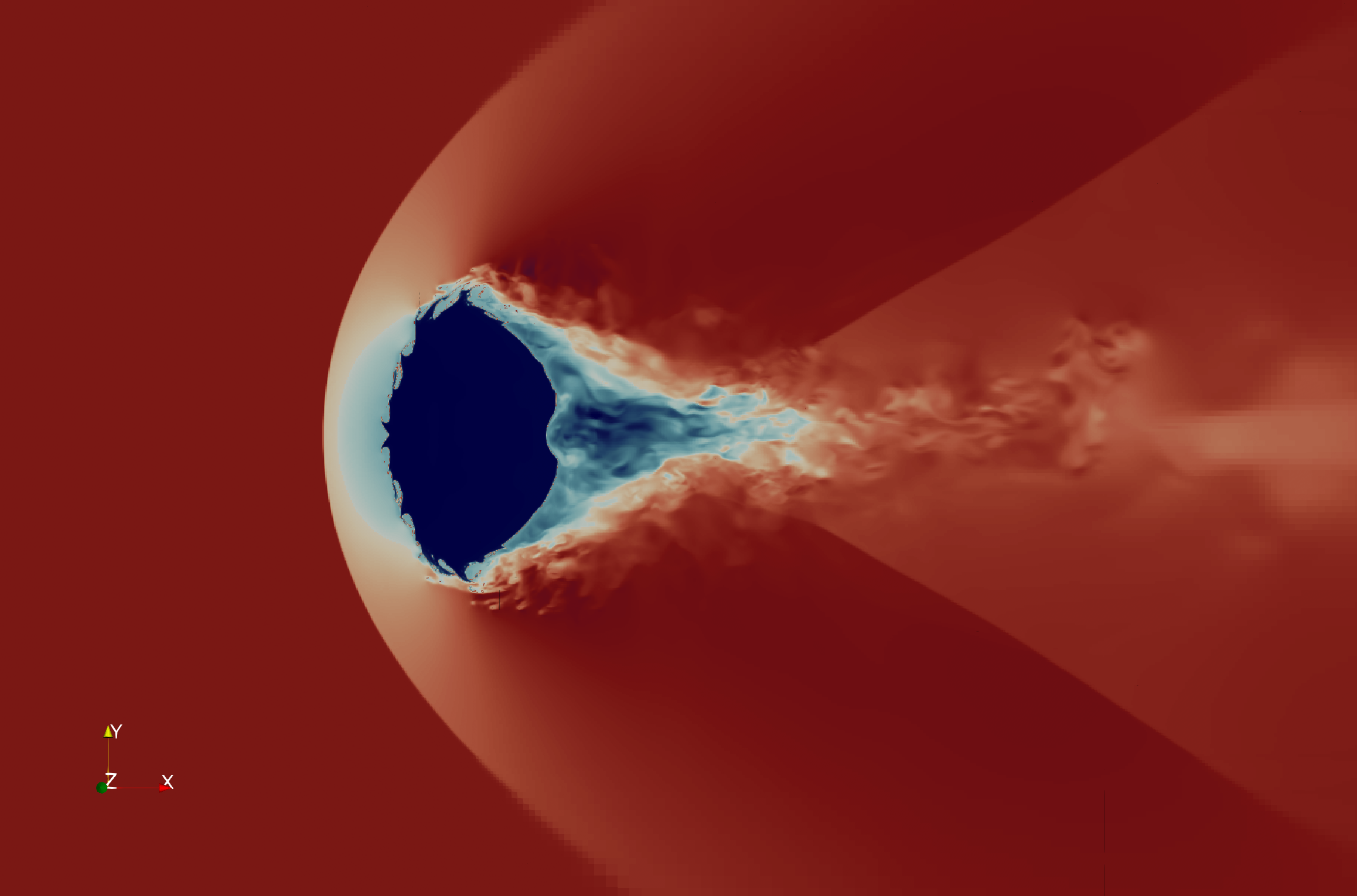 Flowfield — symmetry-plane slice