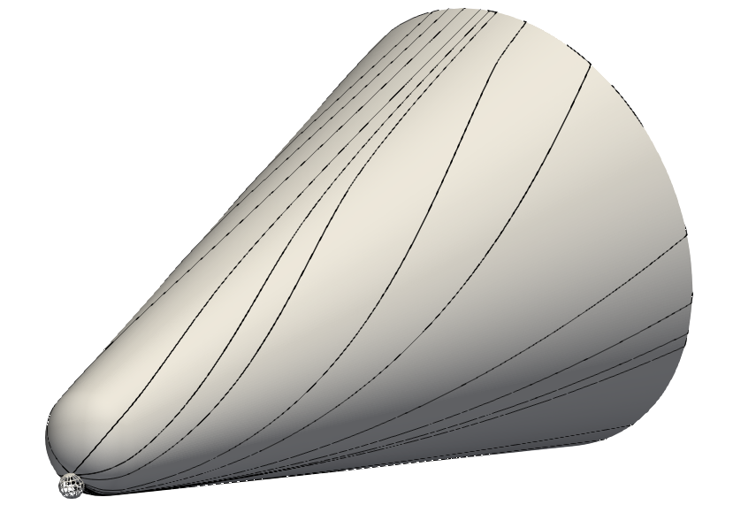 Cone at 20deg aoa - inviscid flow-field